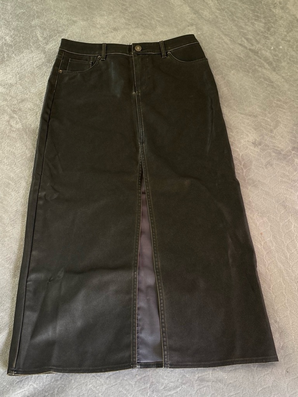 H&M Coated Midi Skirt with Front Trim - Picture 3 of 4